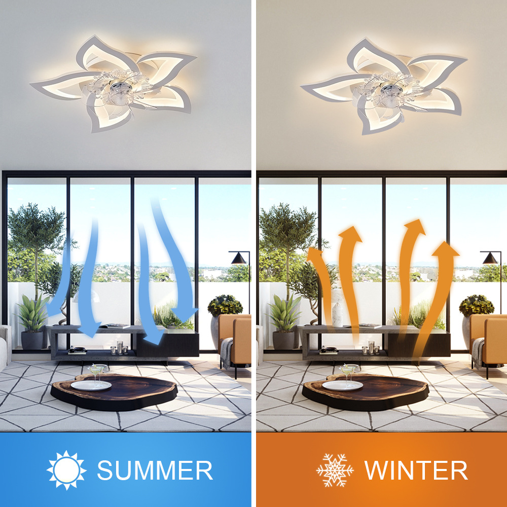 Transfronterizos dedicados a la lámpara de ventilador de techo de estilo petal moderno sala de estar dormitorio temperatura de color ajustable fábrica directa