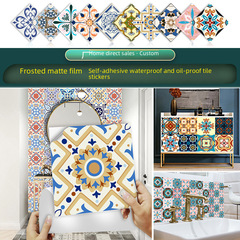 40款新款創意花磚圖案磨砂地板貼廚房後擋板桌面衣櫃翻新牆貼MZ-6