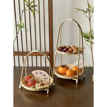 竹编小提篮手工制品多层家用收纳筐桌面水果篮竹篮茶点盘糕点托盘