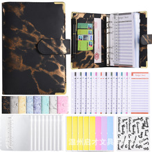 跨境专供A6活页手账本大理石纹手帐本皮革PU活页本现金预算本定制