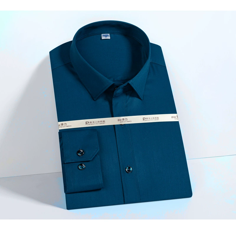Новая деловая рубашка из бамбукового волокна, мужская белая рубашка, мужская деловая рубашка, эластичная тонкая рубашка, профессиональная деловая мужская рубашка