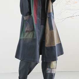 个性牛仔外套秋装新款女士帽子上衣休闲大码中长款拼接风衣上衣女