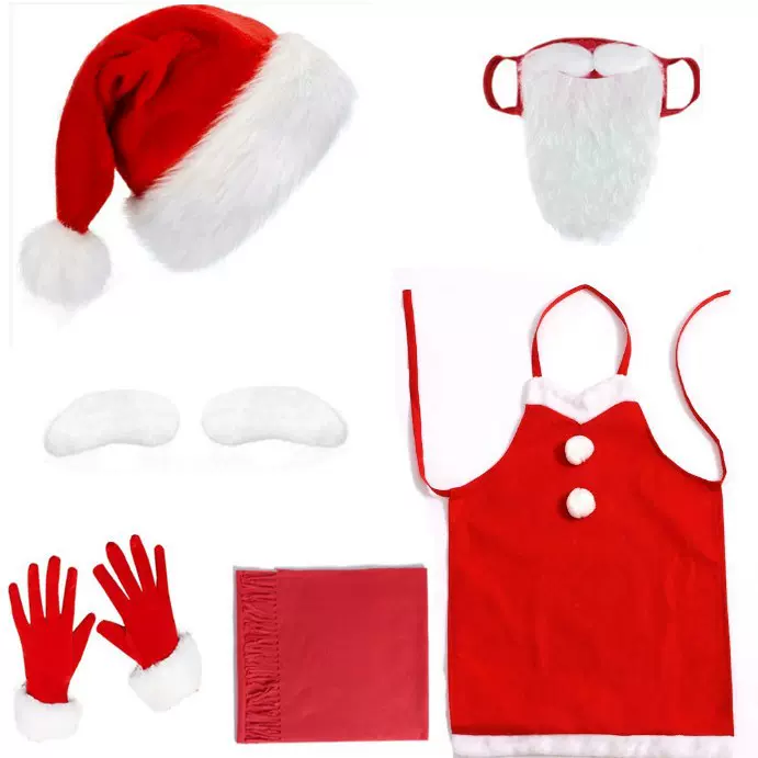 新品圣诞节西部牛仔帽圣诞老人胡须套装 COS圣诞老人组合道具装扮