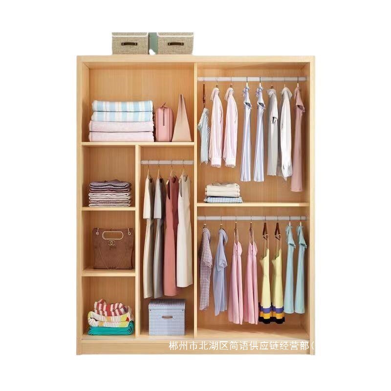 Fábrica directa de madera sólida puerta corredera simple armario moderno pequeño dormitorio doméstico adulto niño montaje alquiler image 5