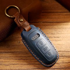 適用奧迪鑰匙套新款A6L個性A8L防摔抗劃頭層牛皮車鑰匙保護套真皮