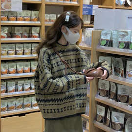 设计感！慵懒风宽松毛衣女2025新款女装韩系加厚小众外穿针织上衣