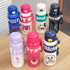 保温カップ女子学生高颜値ダブル飲料カップかわいい子供ストロー運動水筒携帯点滴剤