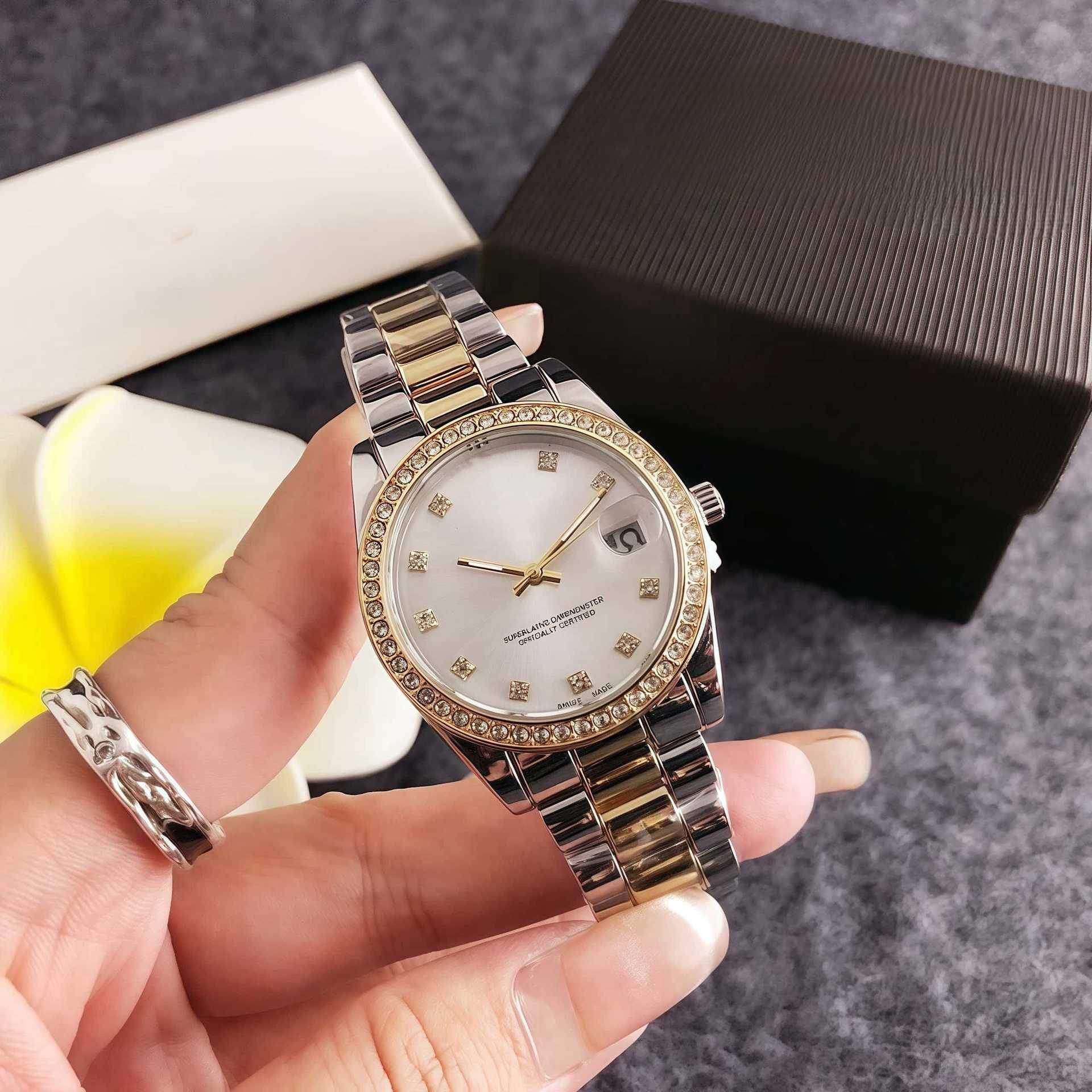 Women's steel band watch calendar sports waterproof quartz watch foreign trade log diamond watch in stock wholesale watch