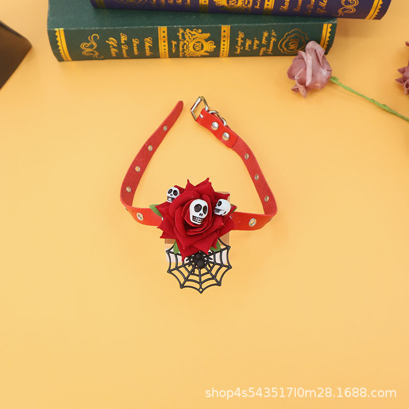 Nuevo estilo transfronterizo Halloween máscara de encaje de alta gama dos rosas decoración máscara de media cara accesorios de fiesta de disfraces