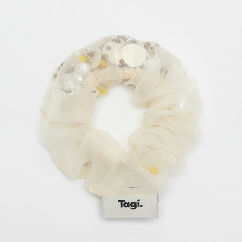 Tagi.亚克力珍珠装饰薄纱闪闪光泽珠珠发圈发绳小众配饰|undefined