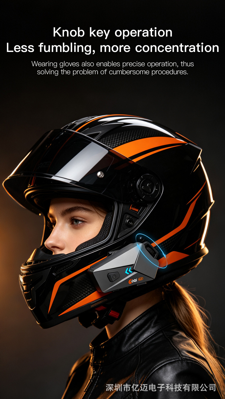 K21 Motorcycle Helmet Bluetooth Headset Noise-Cancelling Headphones with FM Function, Long Battery Life, for Full-Face and Half-Face Motorcycle Helmets