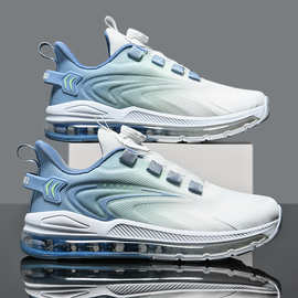 跑步运动鞋男士休闲鞋青少年旋转扣网面气垫轻便特大48码男鞋舒适