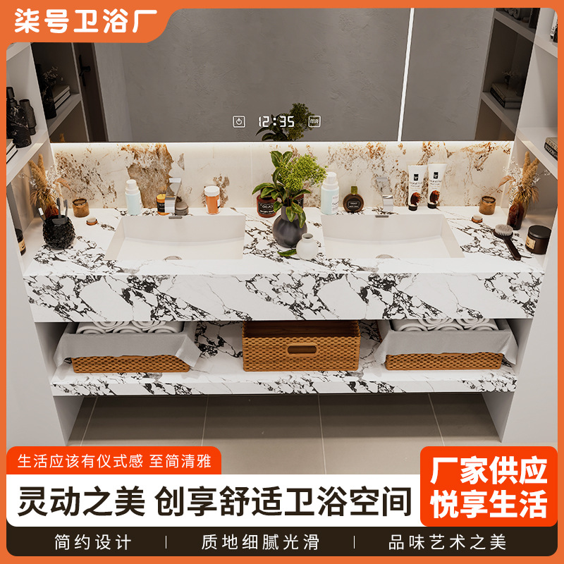 Simple Style Bathroom Slate Column Basin with Smooth and Delicate Surface, Household Washbasin Slate One-Piece Basin