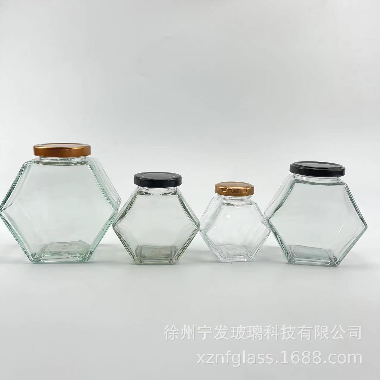 六棱蜂蜜燕0窝玻璃瓶六角蜂巢瓶透明果酱菜瓶子带盖辣椒酱罐头瓶