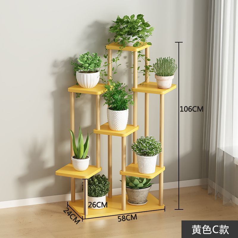 Estante de flores interior tipo piso simple balcón estante de almacenamiento multicapa de plantas suculentas de lujo ligeras estante de maceta de flores