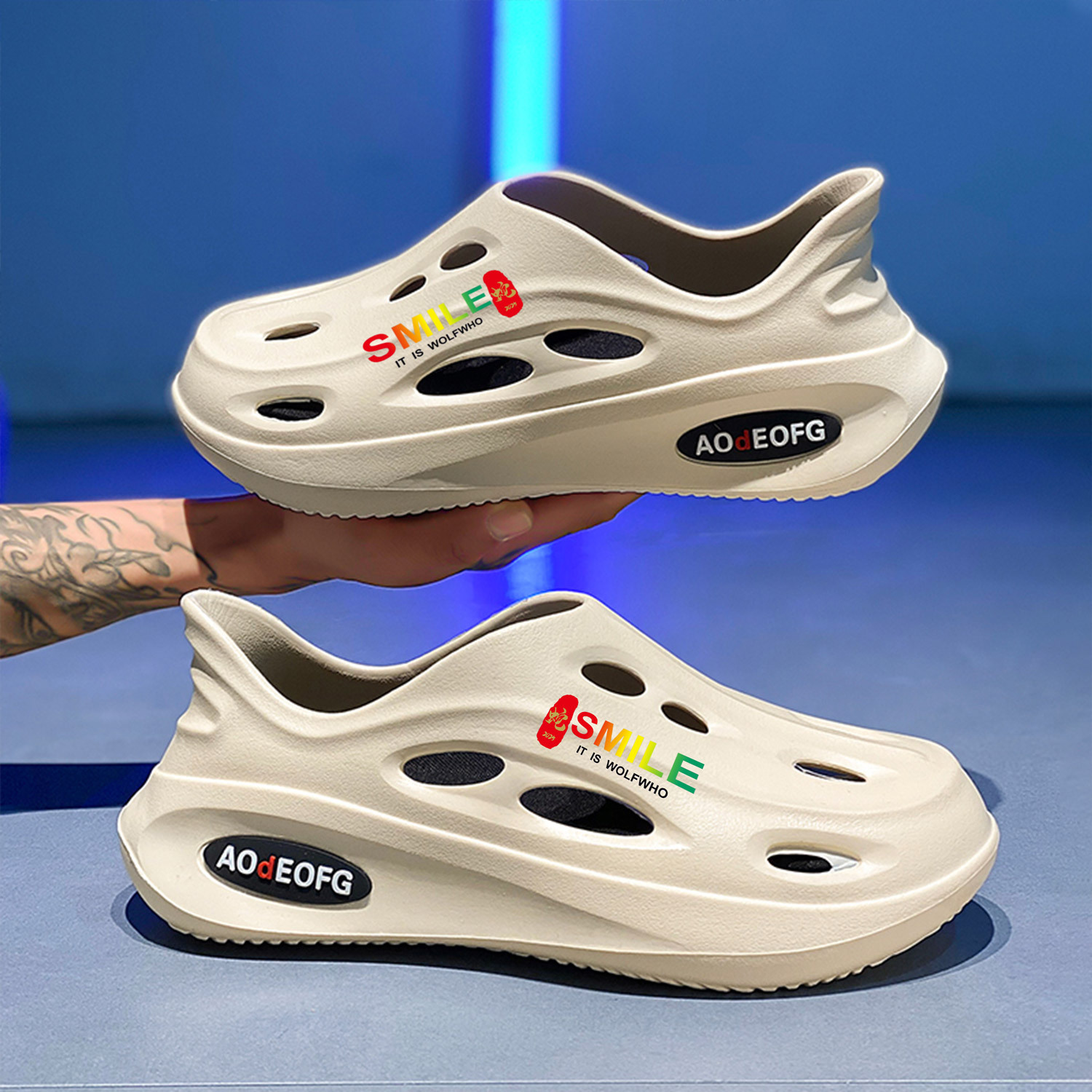 Sandalias para hombres de verano deportivo antideslizante sensación de mierda de verano zapatos agujeros para hombres zapatillas de playa