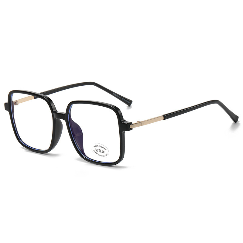 Unisex Stylish Square Frame Color Changing Minimalist Versatile TR Semi Metal Anti Blue Light Non Prescription Glasses For Everyday Use_voghion.com