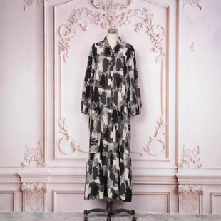 Cross-border women's ink style dress collar slim dress Muslim Islamic Kaftan clothing wholesale
