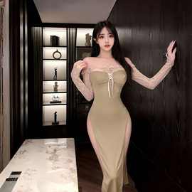 情趣内衣绝欲娇妻抹胸露背时尚连衣长裙性感调情裸臀免脱睡衣