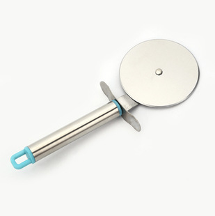 Stainless steel pizza wheel knife black head handle single wheel cheese knife pizza tube handle pizza knife