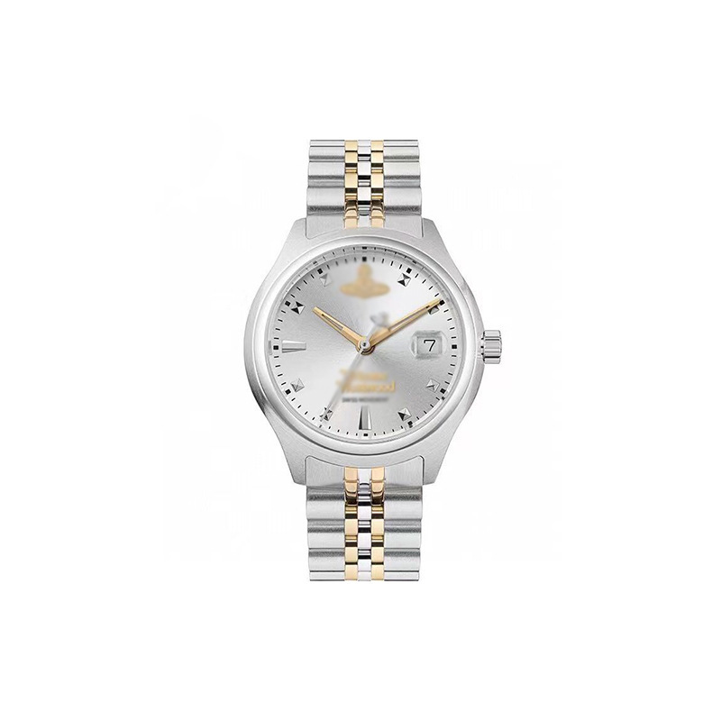 Popular Cross-Border Foreign Trade Item: Empress-Style Crushed Ice Blue Watch, New Snake Bone Metal Quartz Saturn Small Gold Watch for Women