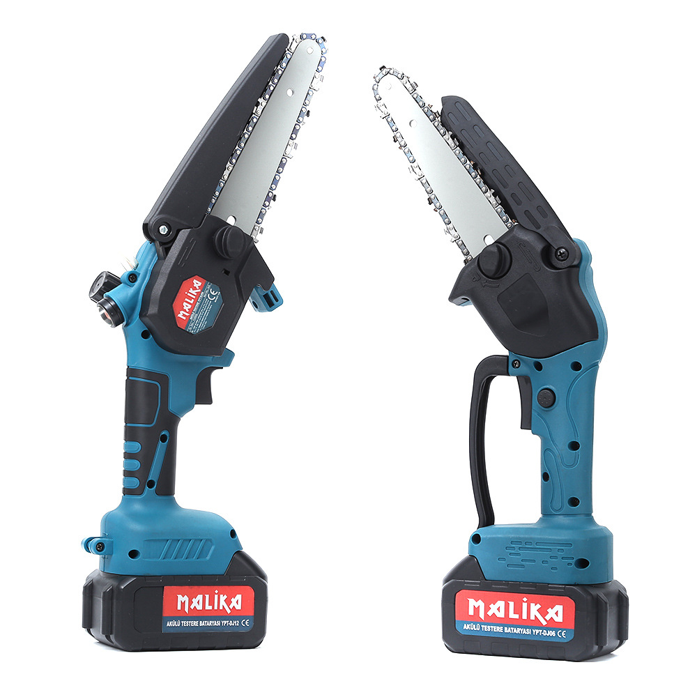 定制出口优惠家用锂电单手锯电链锯伐木锯6寸两电一充高效