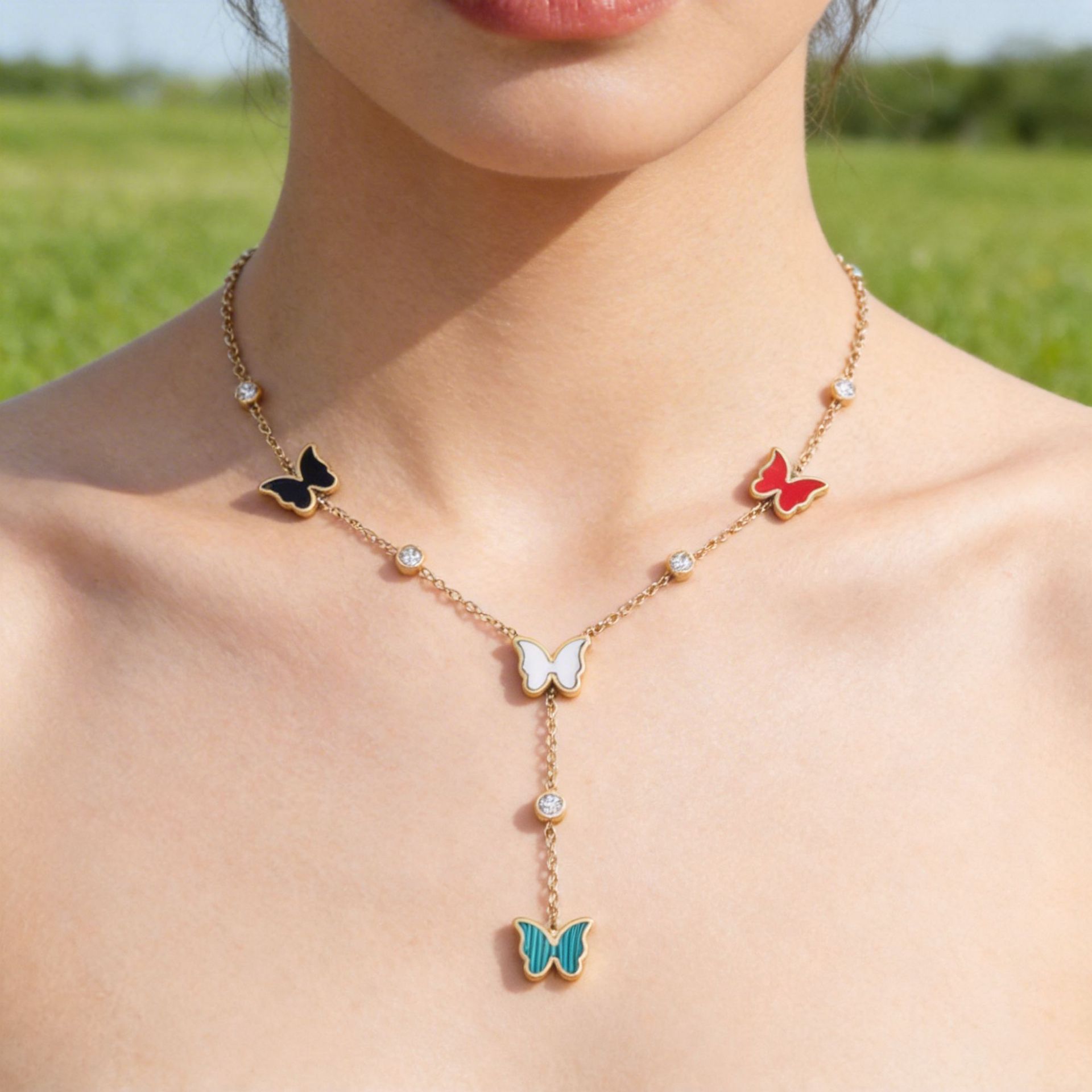 Double Layer Y-shaped Tassel Chain Necklace In Gold And Silver_voghion.com