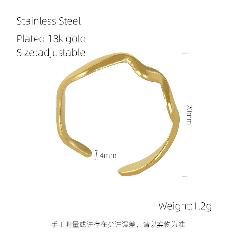 El anillo irregular del acero Titanium del estilo 18K de los ins De La Frontera acanaló el anillo ajustable abierto del acero inoxidable del anillo llano para las mujeres