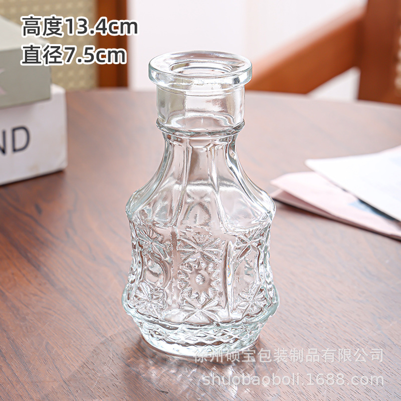 De estilo europeo retro pequeño florero botella de aromaterapia de vidrio mini jarrón transparente decoración de la sala de estar simple mesa de comedor decoración del hogar