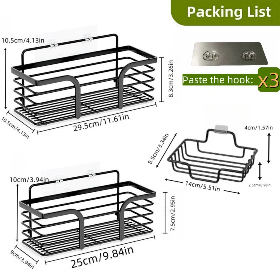 Minimalist punch-free bathroom wall-mounted iron rack storage box toilet wall-hanging organizer