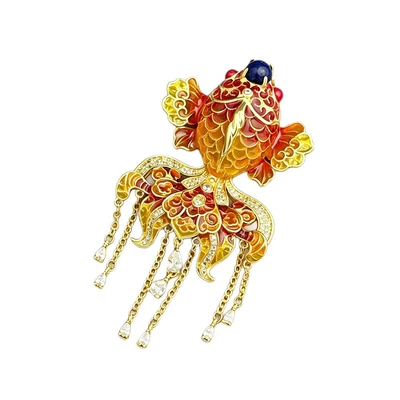 koi fish tassel brooch, Yaxa sancaqları