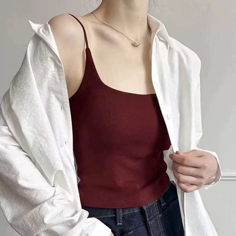 内衣女高级感吊带背心可拉红磨毛女秋冬文胸一体打底内搭保暖上衣|undefined