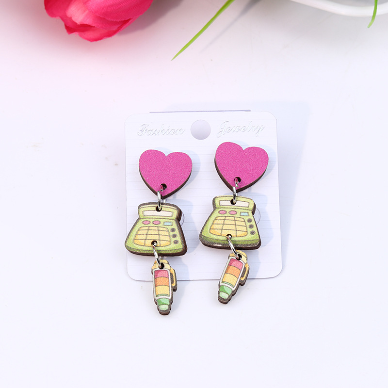 Cute Heart Shape Pencil Arylic Women's Drop Earrings display picture 4