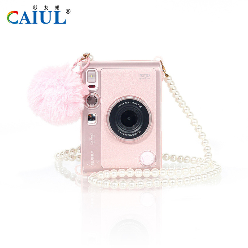 Polaroid Instax Mini Evo Pink Transparent Crystal Case Anti-Collision Pc Crystal Case Protective Cover with Strap
