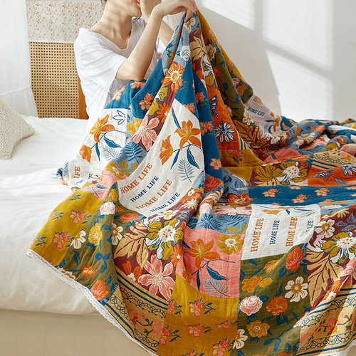 Four-layer gauze towel quilt pure cotton single double towel blanket summer children baby nap blanket summer cool quilt