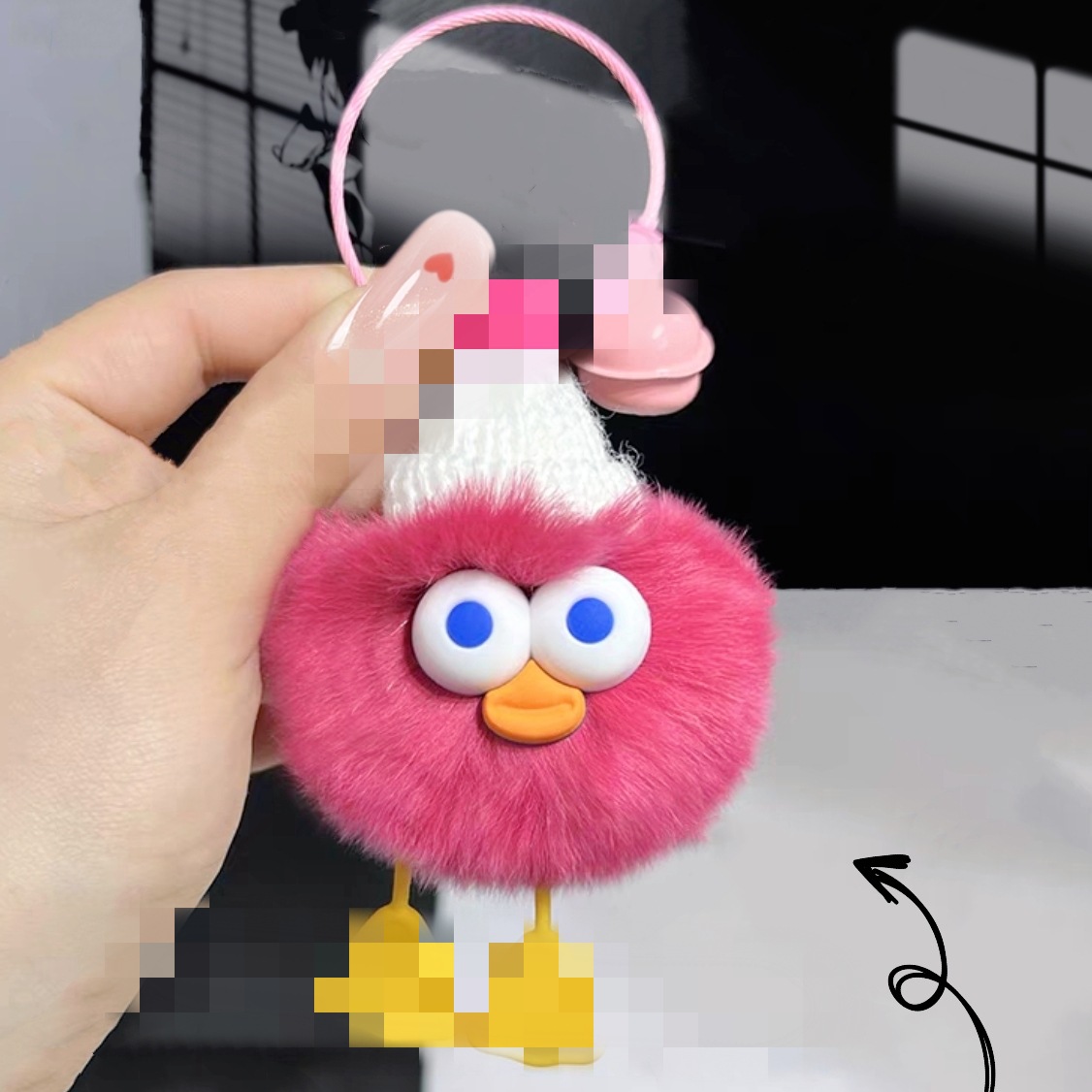 Real Rex conejo piel divertido bola elfo llavero ojos grandes pato muñeca regalo llavero bolsa colgante