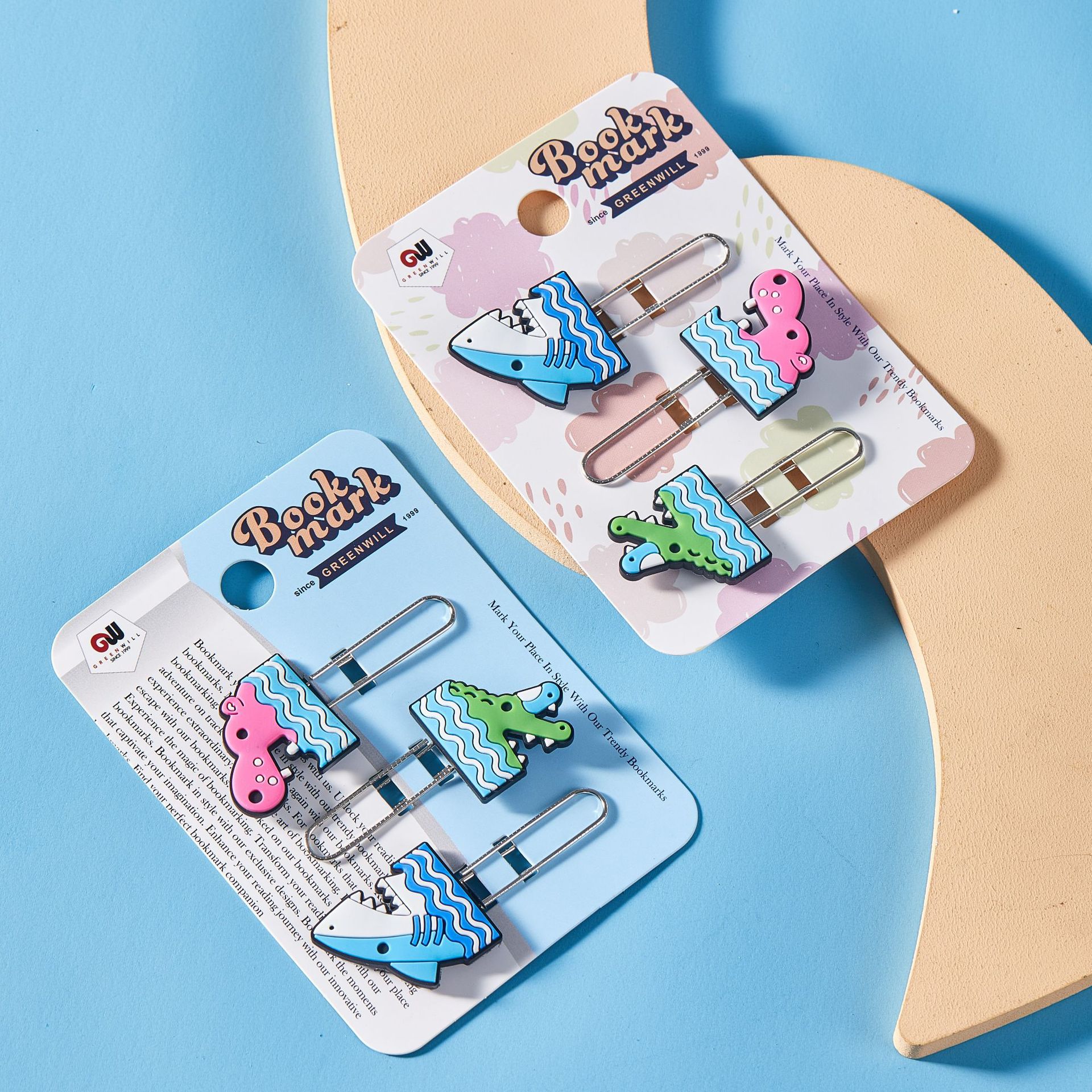 Cartoon PVC series marinas clips marcadores estudiantes papel de prueba de clasificación clips de notas suministros de oficina clips papelería