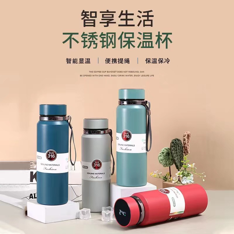 Botella deportiva de acero inoxidable 304 con ventosa portátil de gran capacidad para viajes y actividades al aire libre