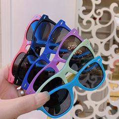 Retro Color-blocked PC Children's Sunglasses, Fashionable Rice Pin UV Protection for Kids and Children