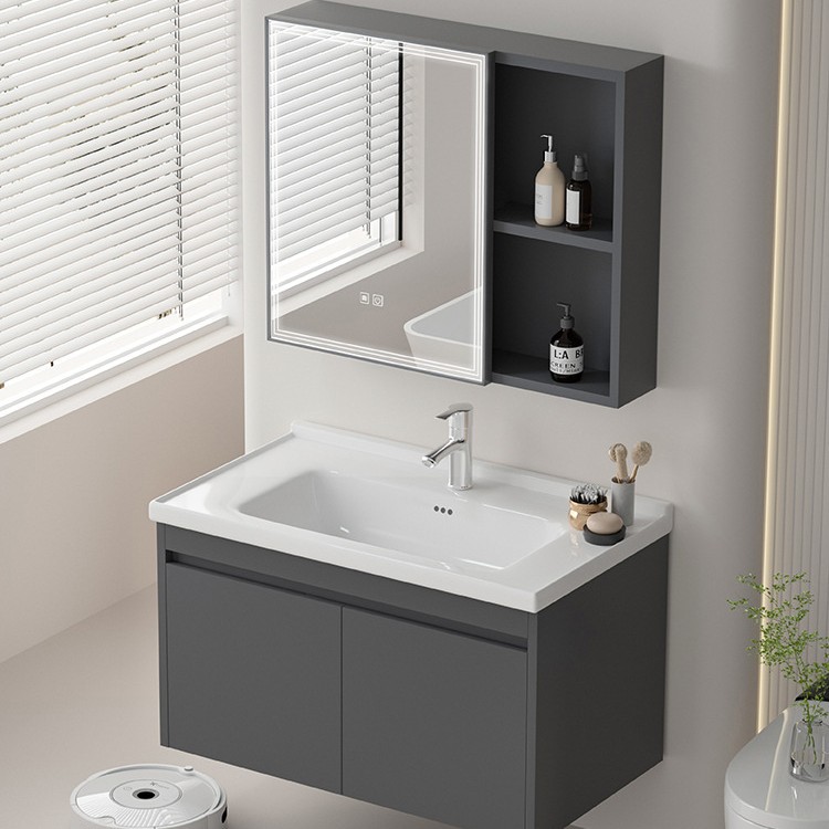 Gabinete de baño de aleación de aluminio de abeja moderno simple lavado de mano lavado de cara cerámica unidad gabinete de lavabo combinación de lavabo tipo pequeño