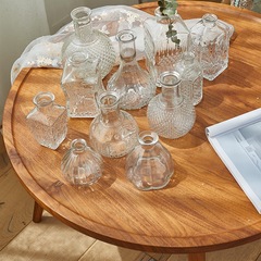 Nordic style straight glass flower vase simple European style transparent hydroponic fresh flower water culture living room decoration 