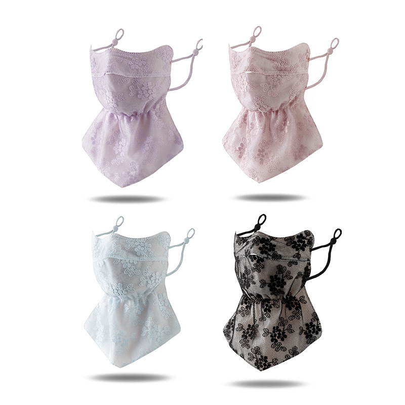 New Lace Spring and Summer Ear Hook Neck Protection Sun Protection Mask Fashionable Ear Hanging Anti-Uv Comfortable Breathable Mask