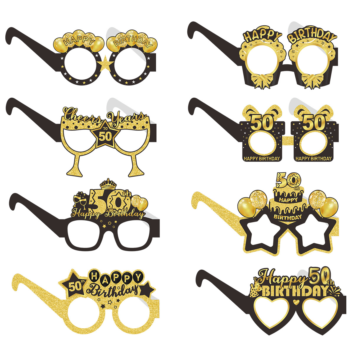 8Pcs Cross-Border 18~80Th Birthday Party Decoration Glasses Birthday Party Atmosphere Photo Props Wholesale Customization