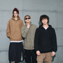 360G重磅高领半拉链男士卫衣秋冬新款美式潮牌情侣装连帽外套男