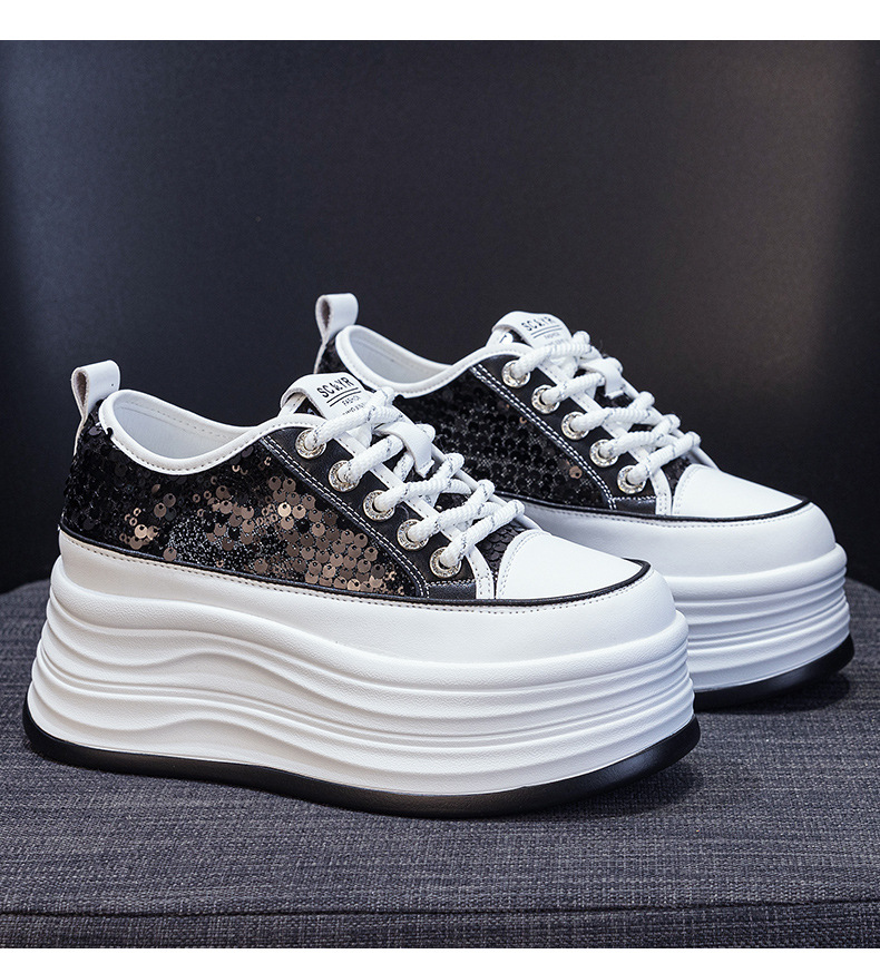 Giày sneaker nữ đế dày tăng chiều cao ẩn sequin hè 2026 — M2855 màu hồng, M2855 Màu đen, M2855 màu be chi tiết 15
