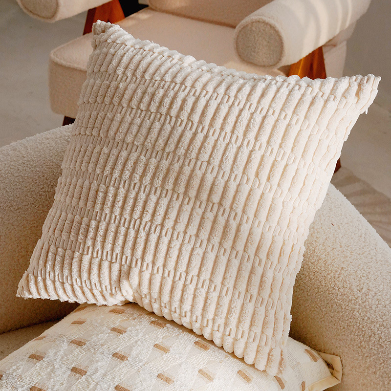 Funda de almohada de lana de maíz de grano grande blanco lechoso 45x45cm