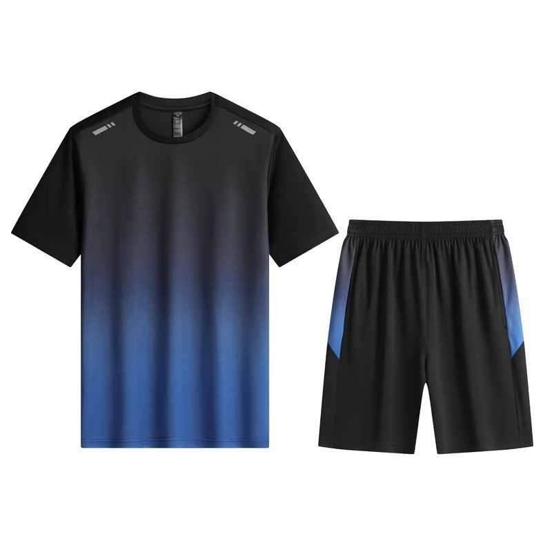 Ropa deportiva de verano baloncesto hielo camiseta de mangas cortas secas rápidas pantalones cortos de entrenamiento transfronterizos de entrenamiento físico hombre