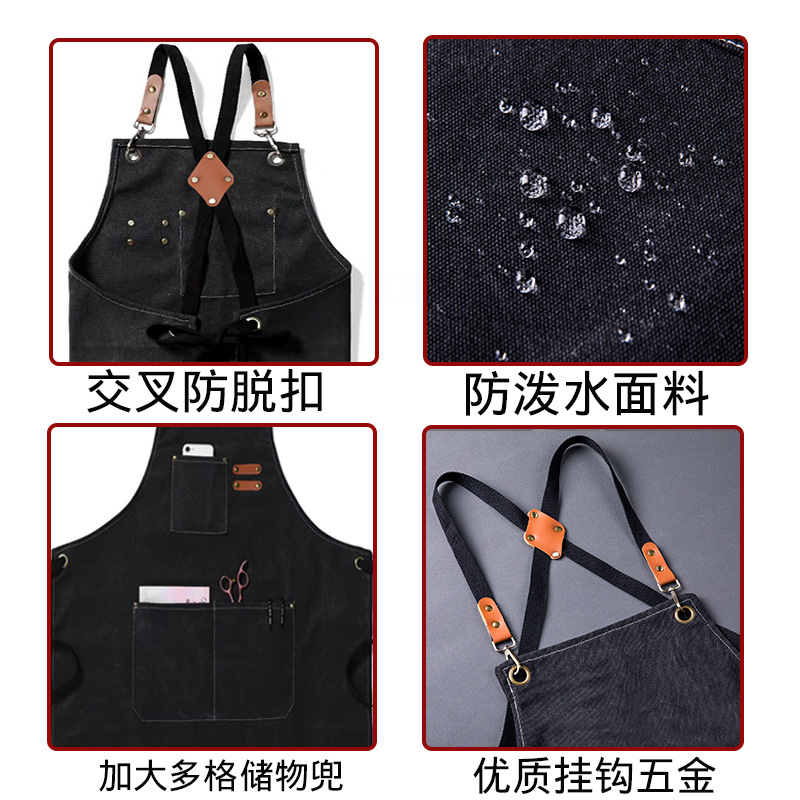 Delantal de Trabajo de Poliéster y Algodón, Impermeable, Antiaceite, Ajustable, para Cocina y Jardinería