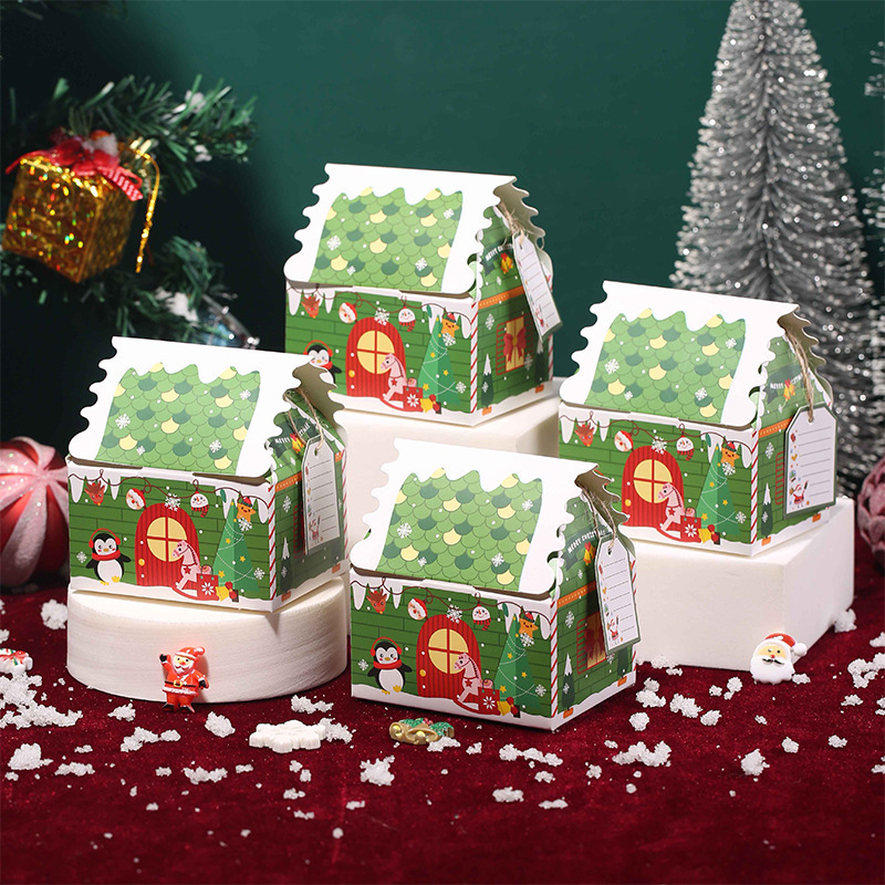新しいクリスマスの立体の家のリンゴの箱のアイデアのクリスマスイブの贈り物の箱の小さいお菓子のビスケットの斬新な包装箱|undefined