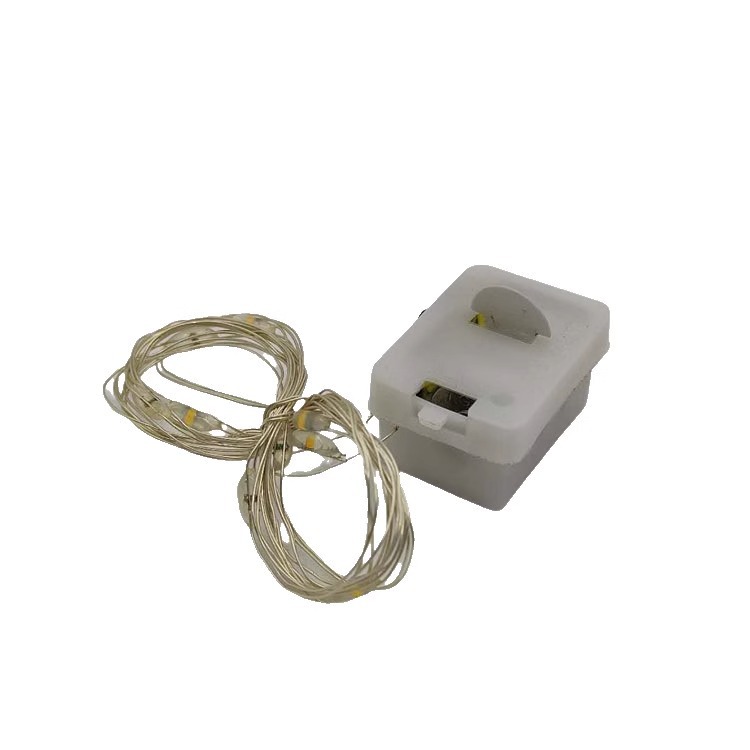 LED botón batería pequeña caja blanca flores de colores luces de cadena al por mayor árbol de Navidad decoración de alambre de cobre atmósfera luces de cadena